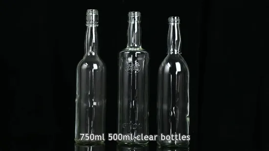 China Glass Bottles Factory Wholesale Custom Design 500ml 750ml Clear Empty Gin Whiskey Liquor Brandy Vodka Wine Glass Bottle