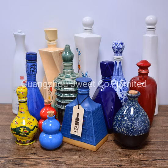 Porcelain Ceramic Gold 750ml Vodka Liquor Bottle for Tequila Whiskey Brandy Gin Rum Wine