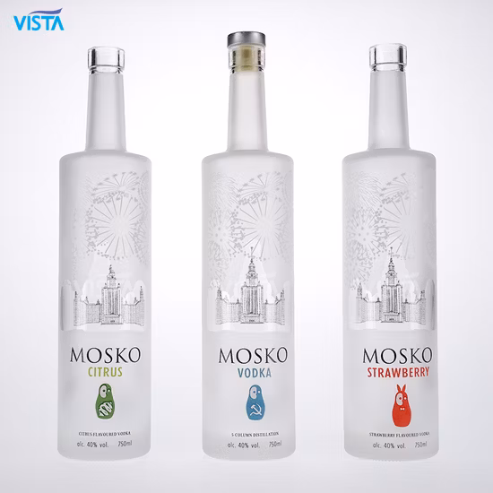 375ml 37.5cl 500ml 50cl 750ml 75cl1000ml 100cl Spirit Liquor Vodka Whisky Water Glass Bottle with Screw Cap Cork Cap High Flint Clear Color
