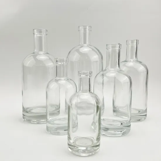 Wholesale 1000ml 750ml 500ml 375ml 200ml 100ml Bottle Glass Gin Whisky Vodka Spirit Glass Bottle for Liquor with Cork