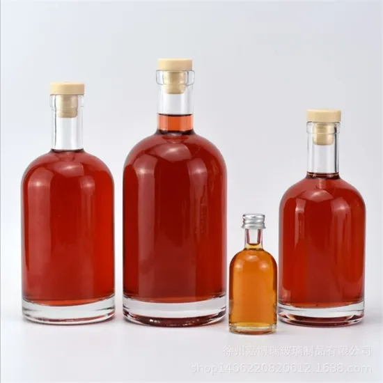 Jingna Mini 50ml 250ml 300ml 500ml Custom Logo Printing Clear Empty Round Liquor Tequila Whiskey Brandy Gin Vodka Bottle