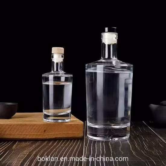 100ml 375ml 500ml 750ml Liquor Glass Bottle for Vodka Gin Whiskey Rum with Cork