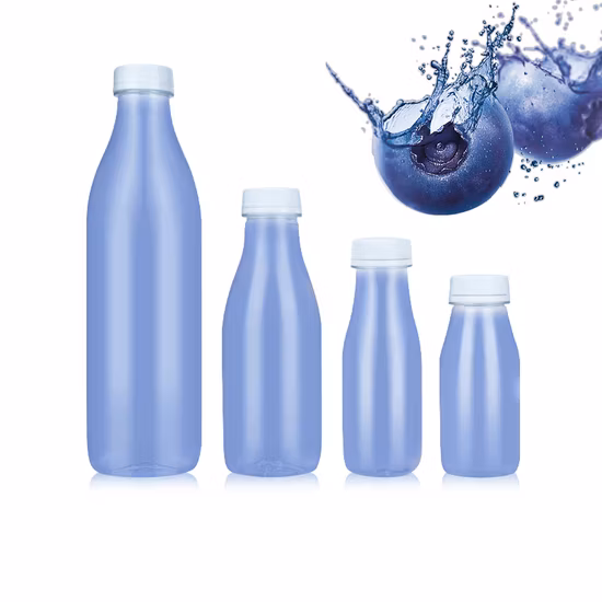 Empty Milk Juice Beverage Packaging Plastic Bottle with Metal Cap