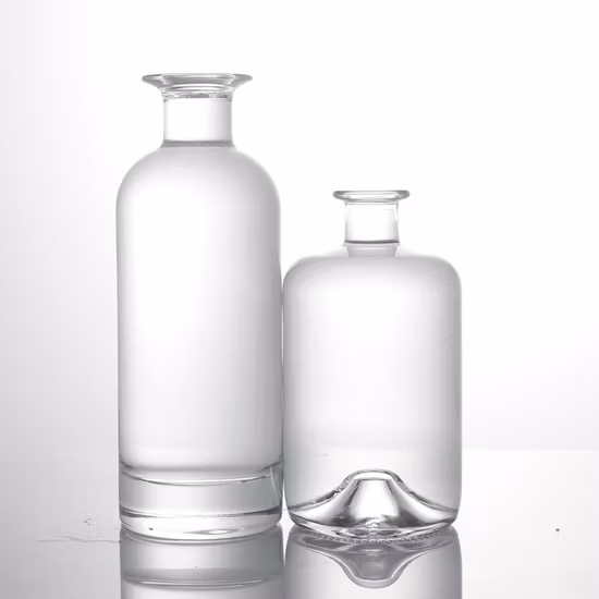 Empty Customized Screen Print Logo 700ml 750ml 200ml Liquor Gin Vodka Whisky Rum Tequila Glass Bottle with Cork