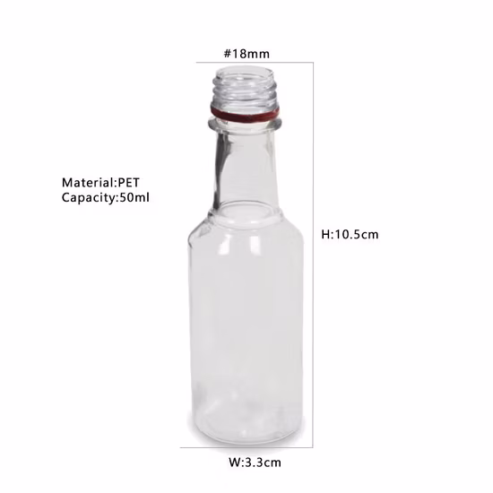 Small Glass Wine Bottle 50 Ml for Sample Wine Pet Bottle Liquor Bottle Vodka/Whisky/Tequila Bottle